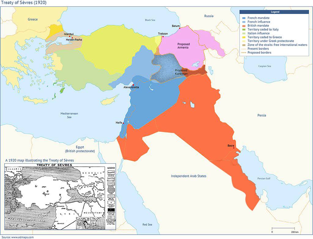 الخريطة الكاملة لاتفاقية سايكس-بيكو