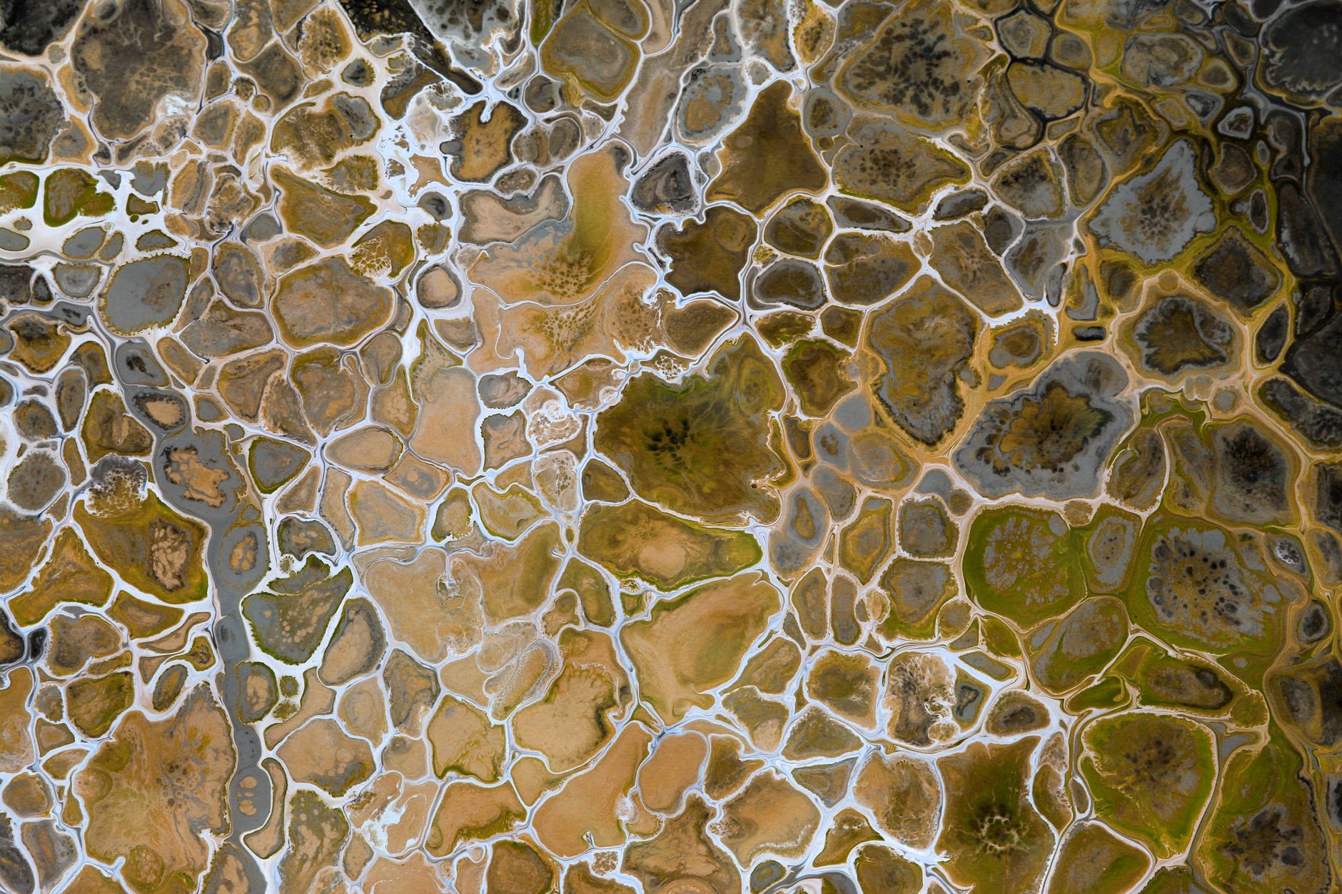 aerial view of abstract salt pans in guaratuba